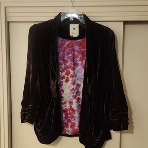 Elevenes Burgundy Velvet Women's Blazer